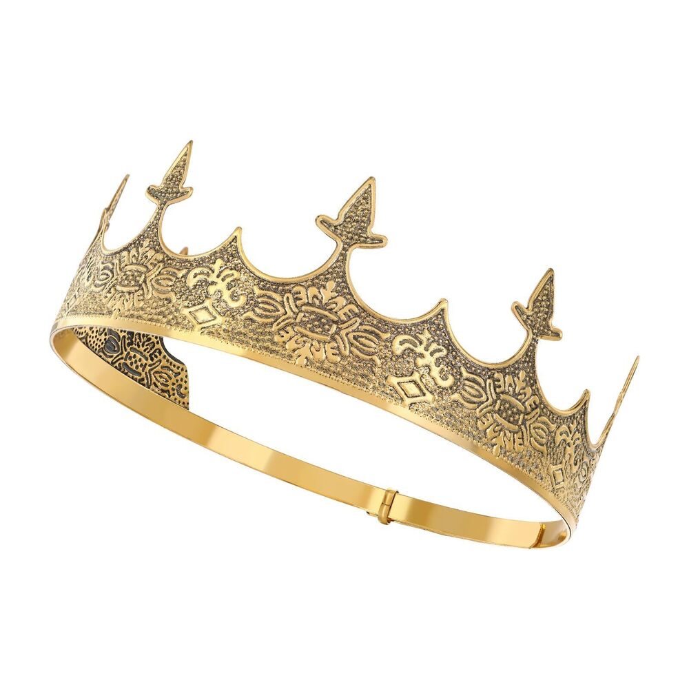 6020 Gold King Crown Metal Royal Hairband for Birthday Prom Party Costume
